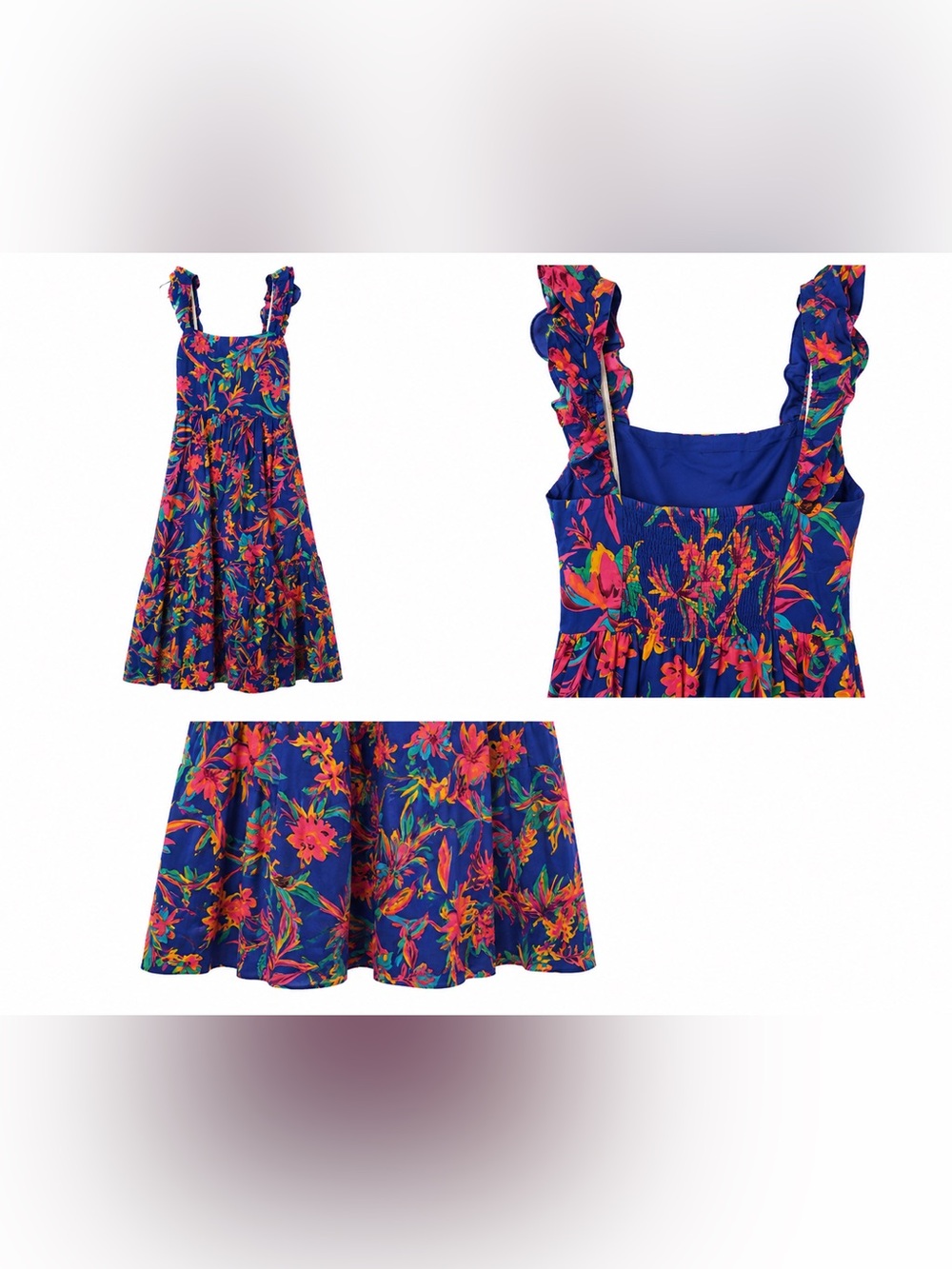 J. Crew Blue Maxi Dress with Bright Floral Print
